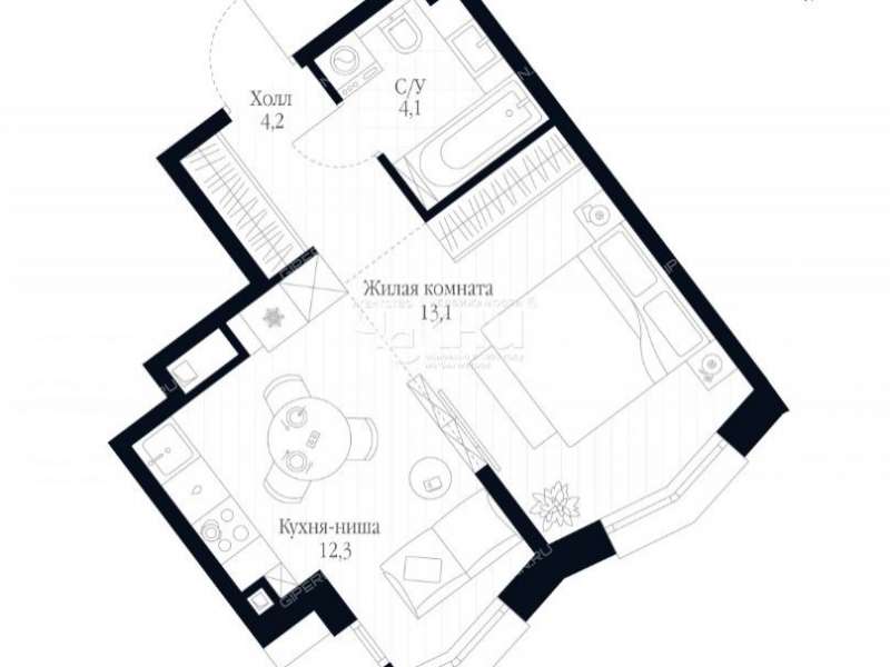 однокомнатная квартира в новостройке на Черниговской улице