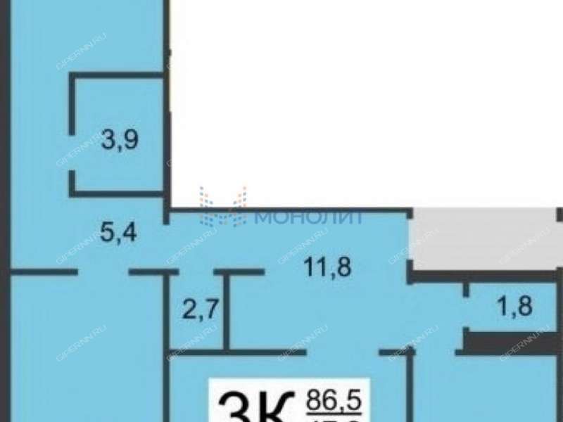 трёхкомнатная квартира на улице Бориса Панина дом 9 к1