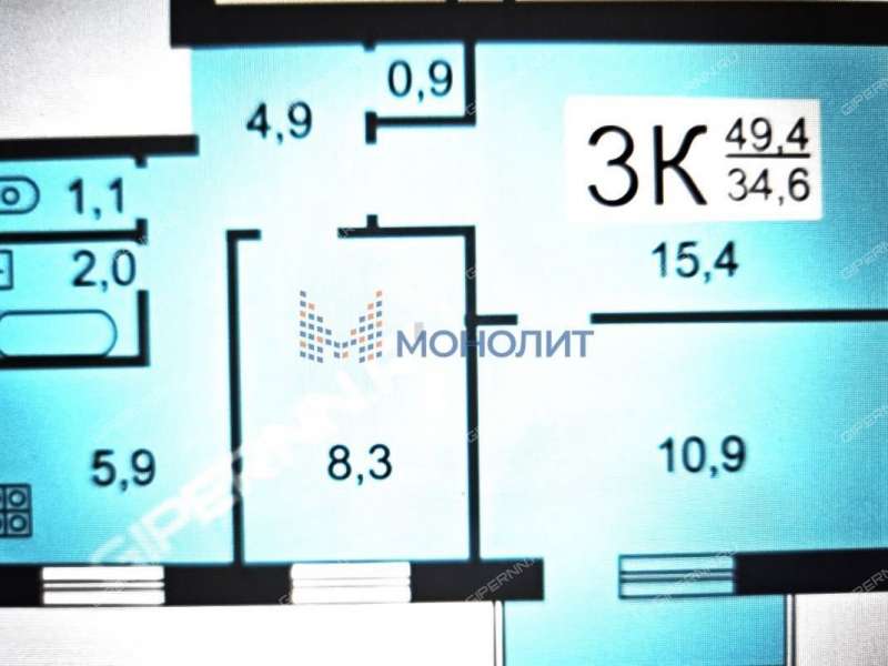 трёхкомнатная квартира на улице Цветочная дом 1