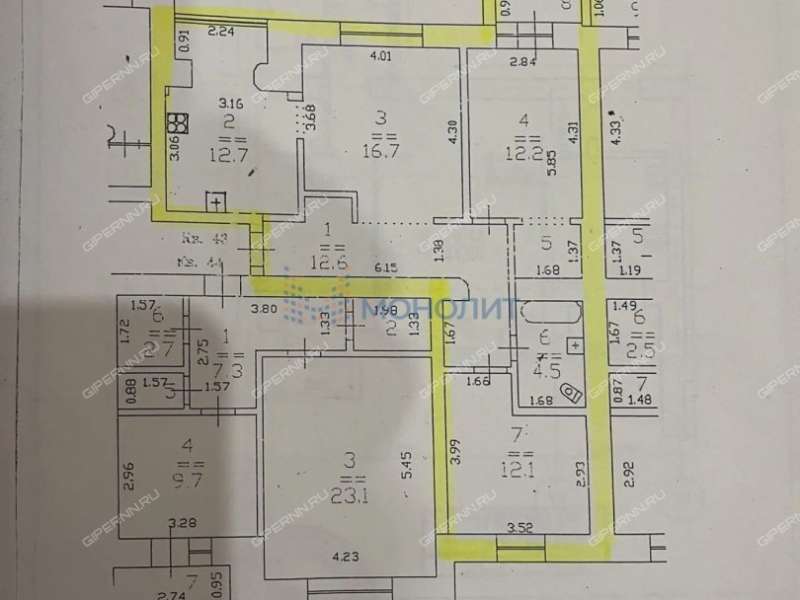 трёхкомнатная квартира на Кузнечихинской улице дом 37