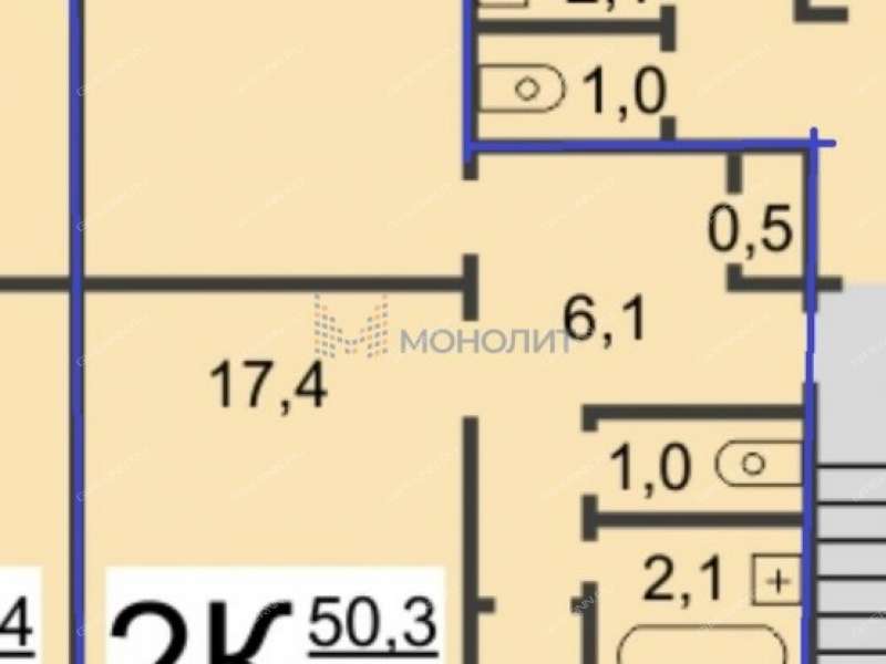 двухкомнатная квартира на улице Бурденко дом 17