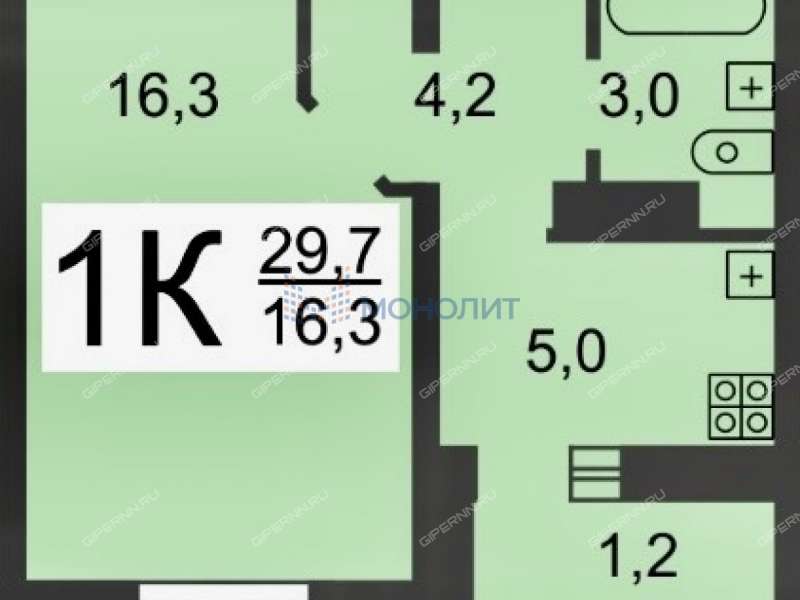 однокомнатная квартира на Бурнаковской улице дом 65