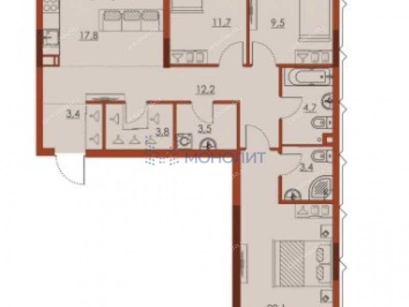 четырёхкомнатная квартира на улице Октябрьской Революции