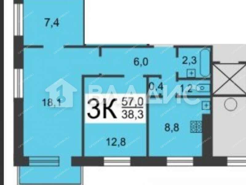трёхкомнатная квартира на улице Коминтерна дом 20