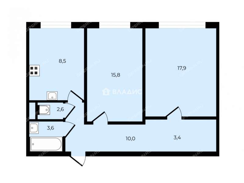 двухкомнатная квартира на улице Ярошенко дом 7