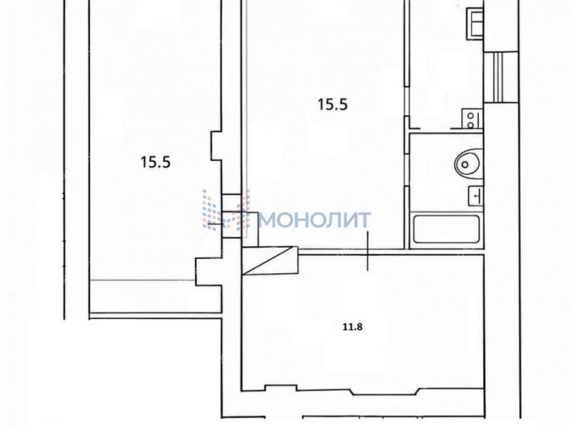 трёхкомнатная квартира на улице Литвинова дом 40