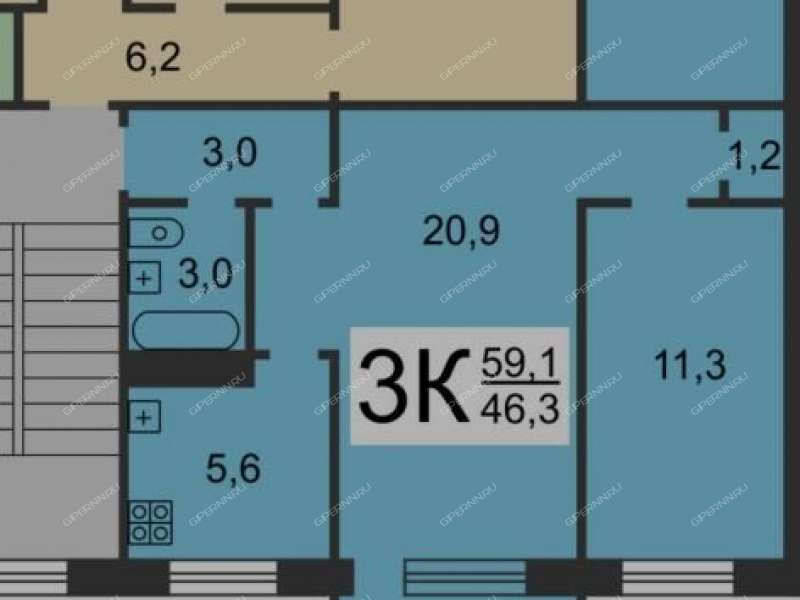 трёхкомнатная квартира на Южном шоссе дом 46а