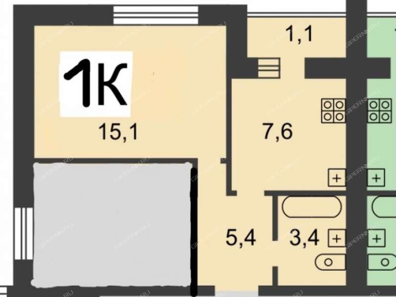однокомнатная квартира на улице Римского-Корсакова дом 53