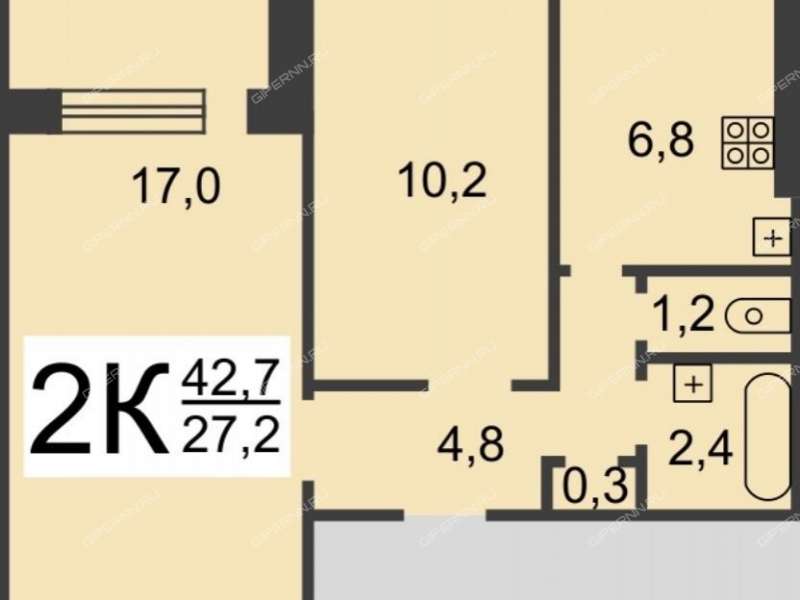 двухкомнатная квартира на улице Ватутина дом 18