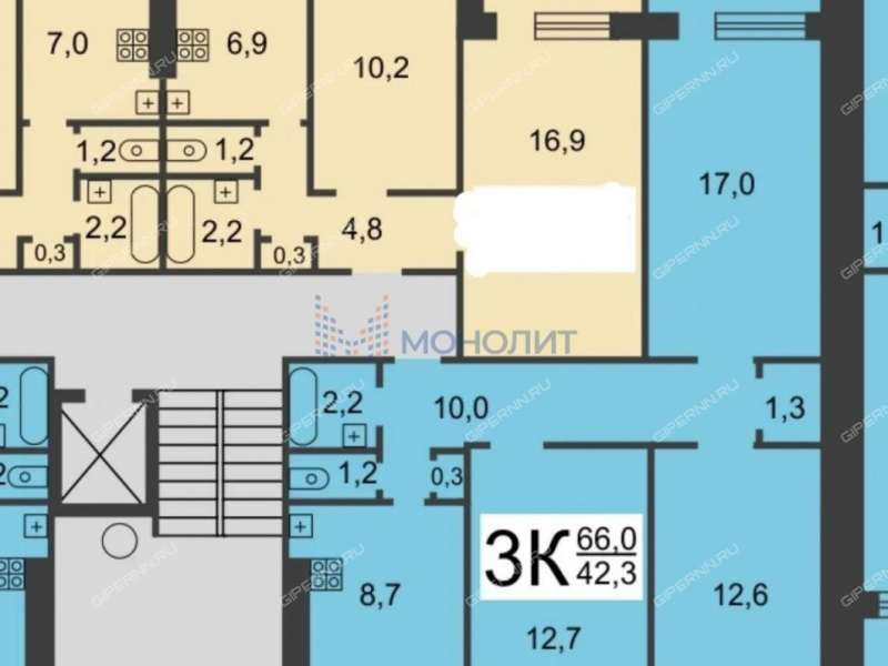 трёхкомнатная квартира на улице Минеева дом 31