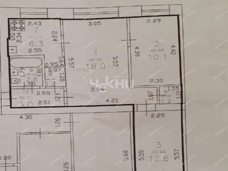 трёхкомнатная квартира на Большой Покровской улице дом 93